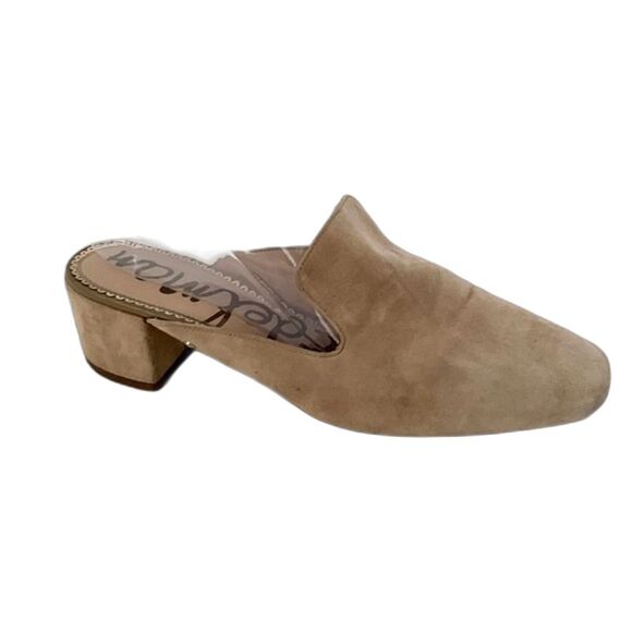 Sam Edelman Adair Beige Suede Block Heel Slip-On Mules Size 9 - Picture 1 of 13